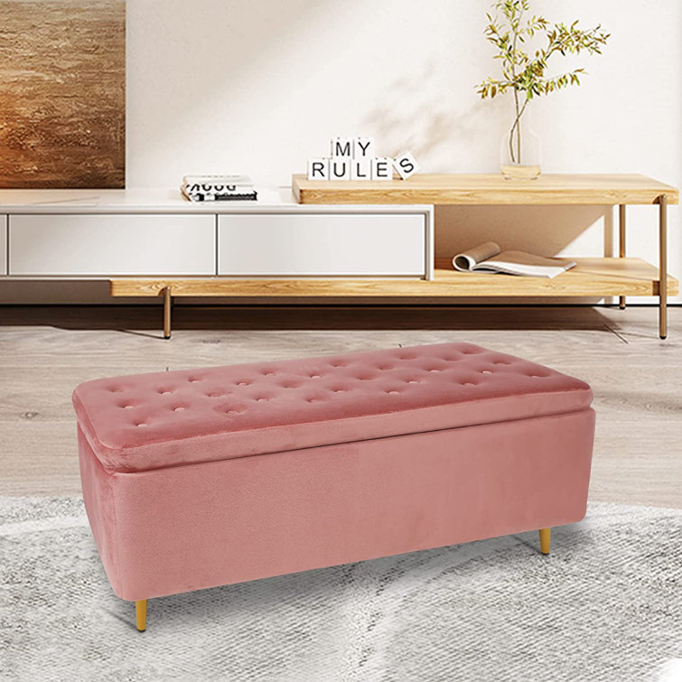 Everly Quinn Demitrius Upholstered Flip Top Storage Bench Wayfair Canada